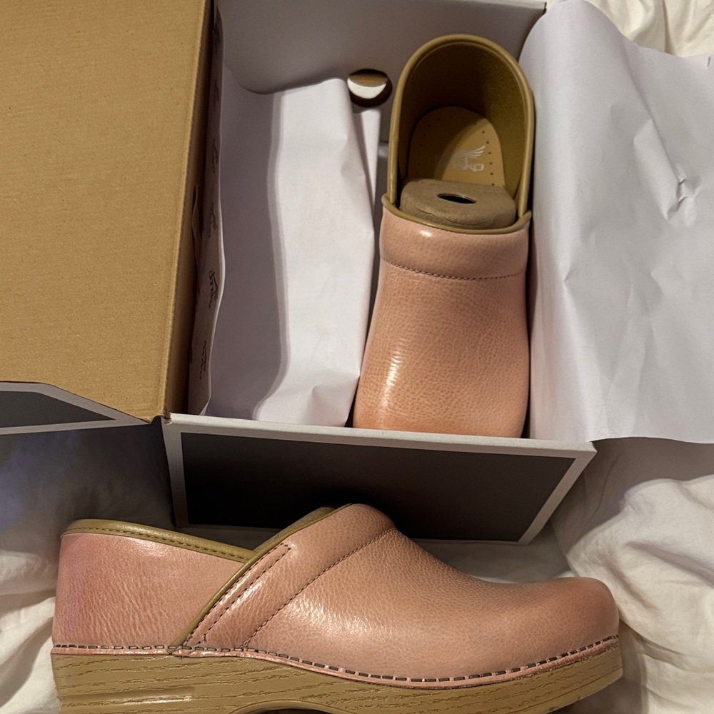 Dansko Pink Leather Mules
